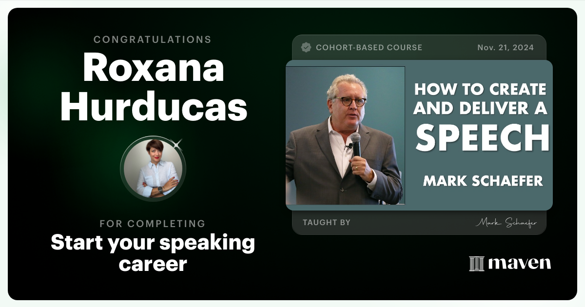 Certificate of Completion for Start your speaking career