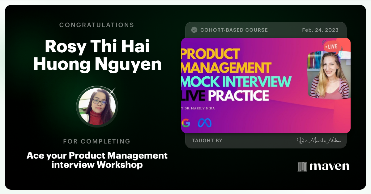 Certificate of Completion for AI Product Sense & AI PM Interview Lab