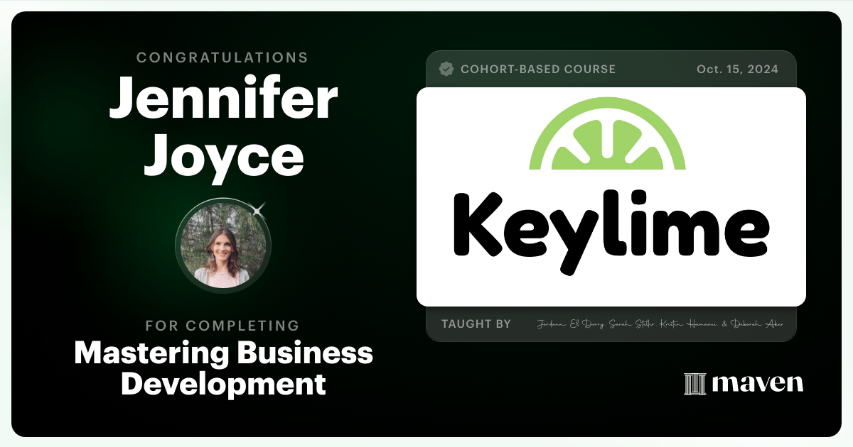 Certificate of Completion for Mastering Business Development