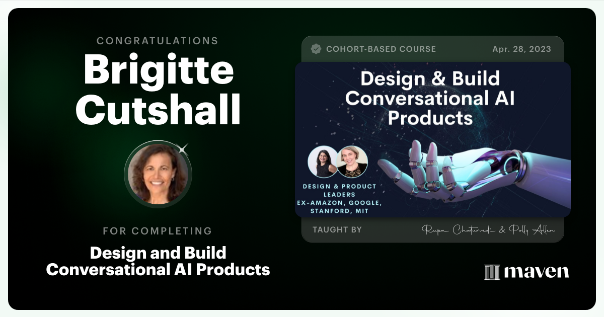 Certificate of Completion for No-Code AI Essentials for Product & Design Leaders