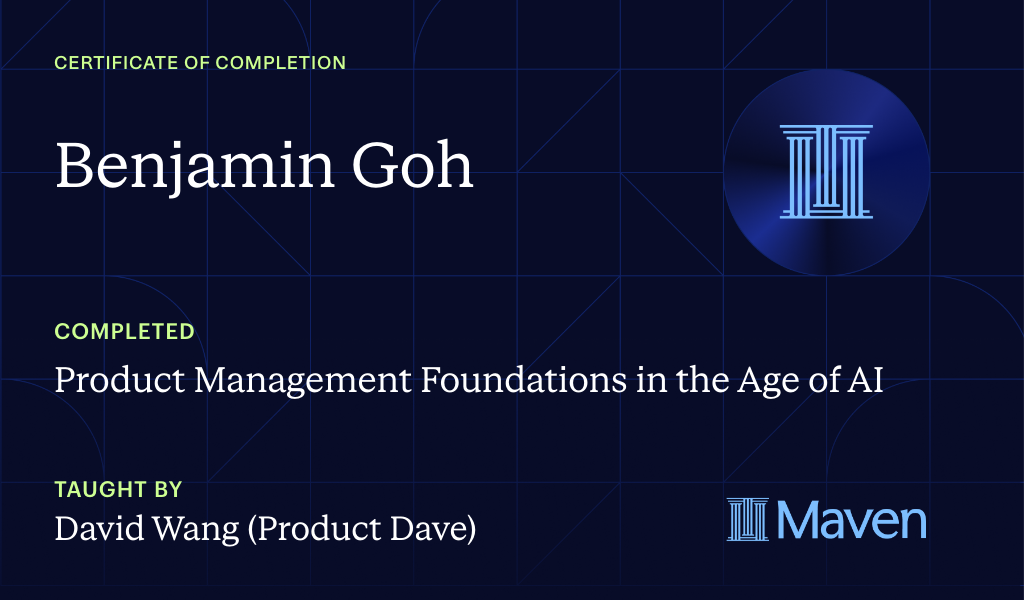 Certificate for Become an AI Native Product Builder in 5 Weeks