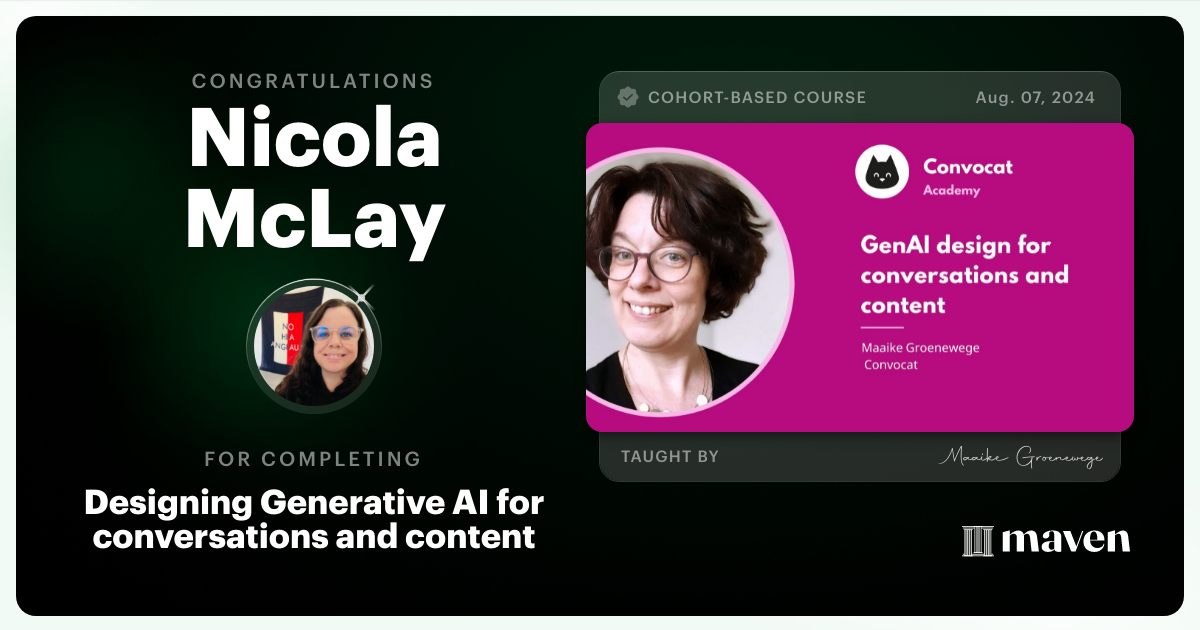 Certificate of Completion for Designing Generative AI for conversations and content