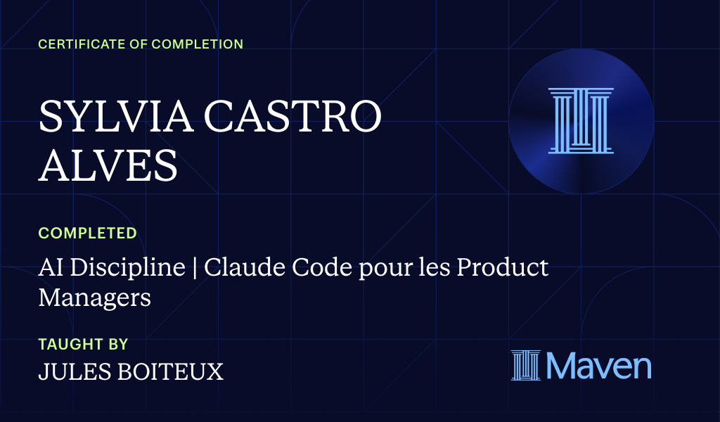 Certificate for AI Discipline | Claude Code pour les Product Managers