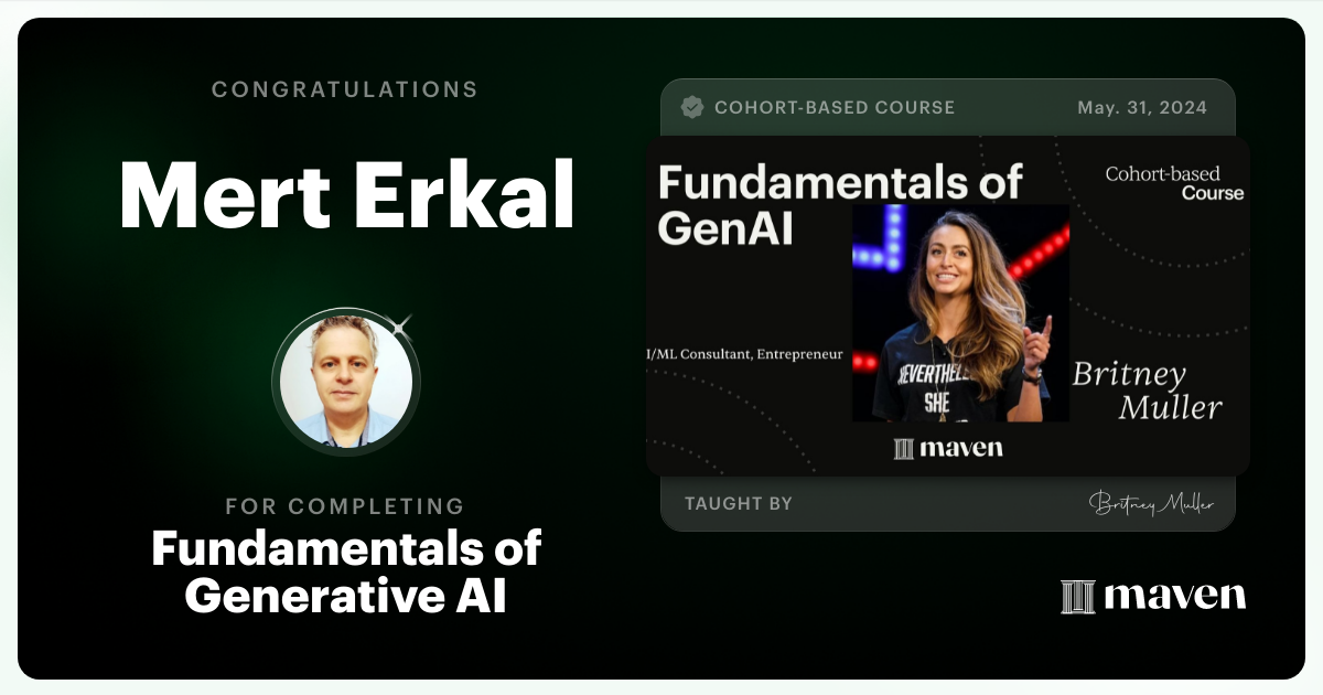 Certificate of Completion for Fundamentals of Generative AI
