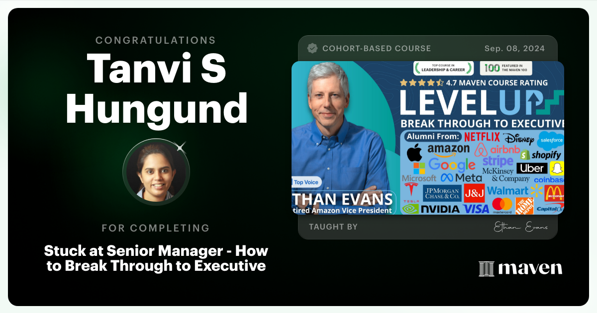 Certificate of Completion for Beyond Senior Manager - Break Through to Strategic Executive