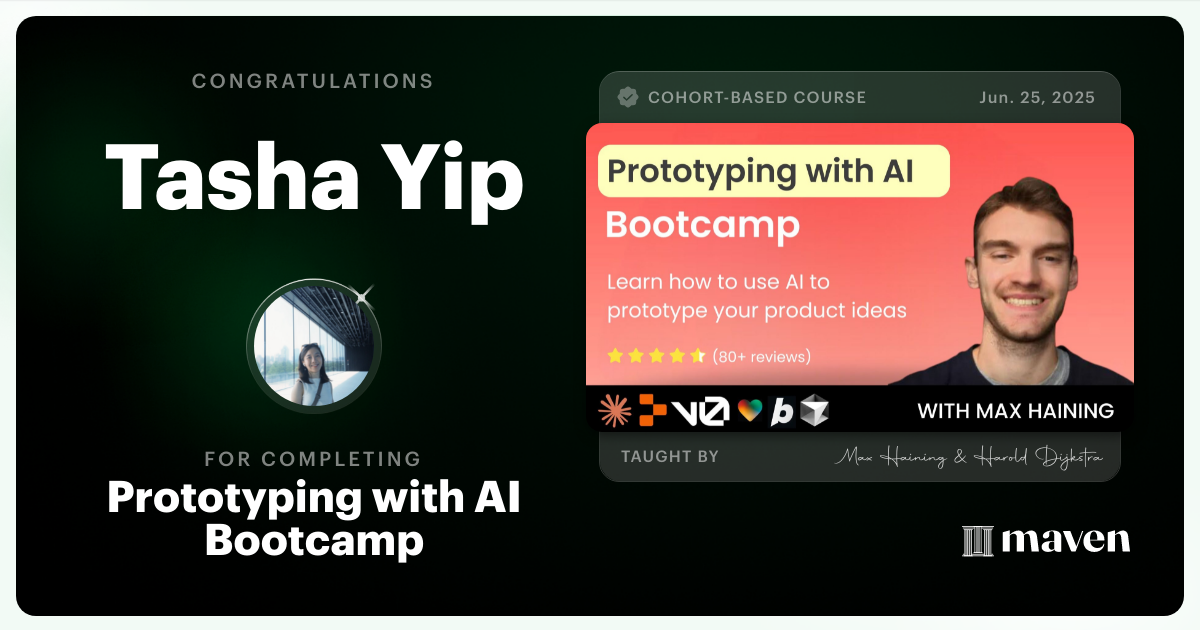 Certificate of Completion for Vibe Coding Bootcamp