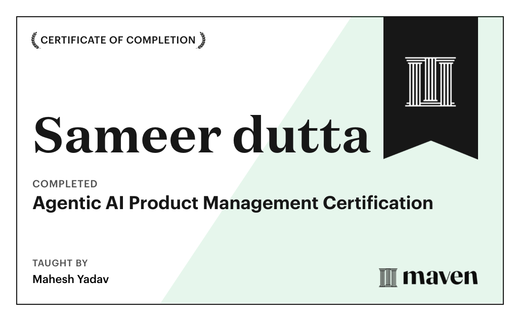 Certificate for Agentic AI Product Management Certification
