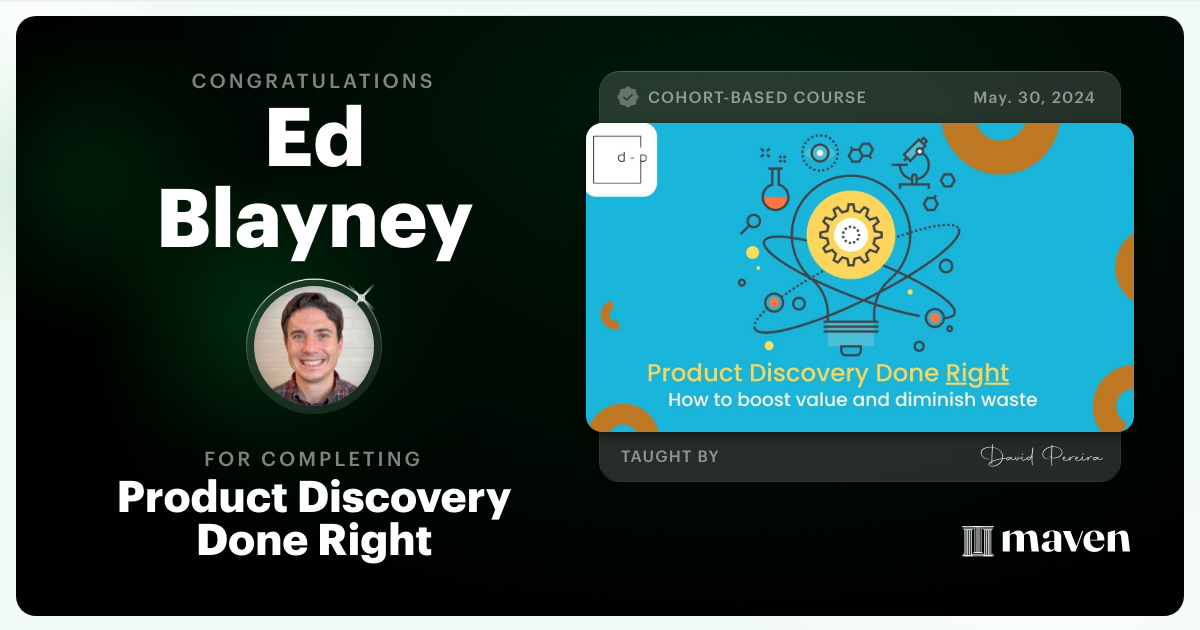 Certificate of Completion for Mastering Product Discovery