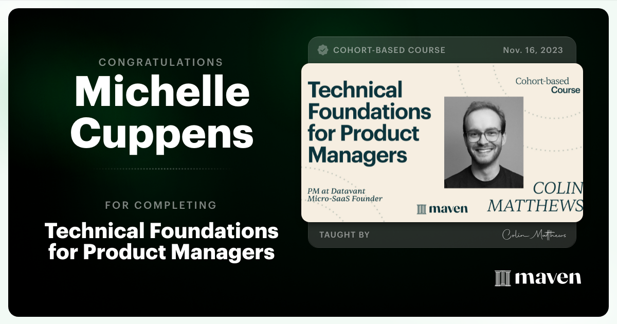 Certificate of Completion for Technical Foundations for Product Managers