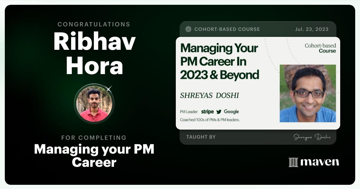 Certificate of Completion for Managing your PM Career in 2025 and beyond