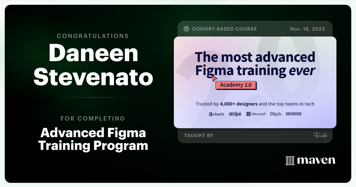 Certificate of Completion for Advanced Figma Training Program