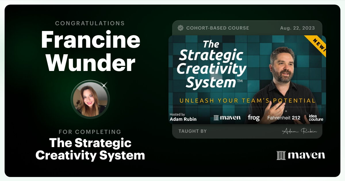 Certificate of Completion for The Strategic Creativity System