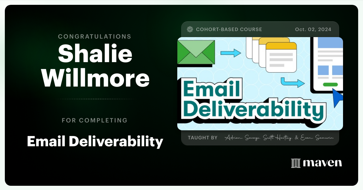Certificate of Completion for Email Deliverability