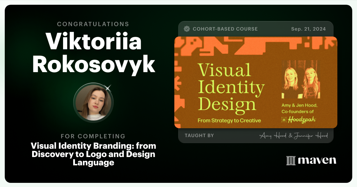 Certificate of Completion for Visual Identity Branding: from Discovery to Logo and Design Language