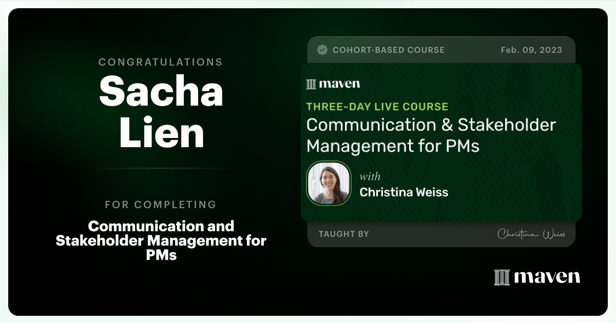 Certificate of Completion for Communication and Stakeholder Management for PMs