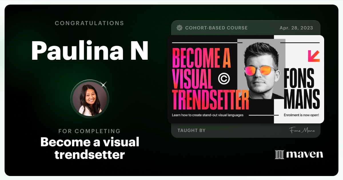 Certificate of Completion for Become a Visual Trendsetter