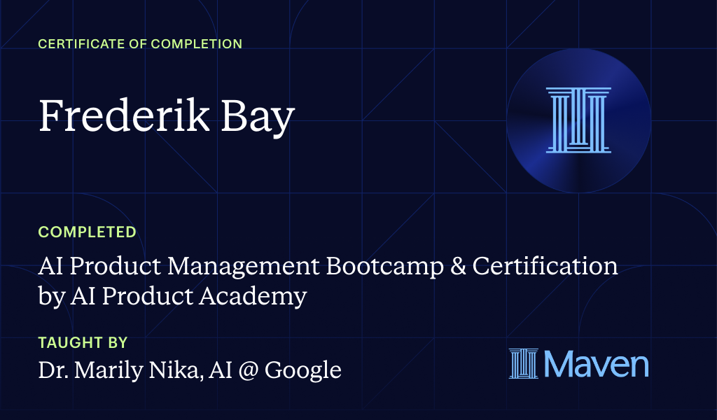 Certificate for AI Product Management Bootcamp & Certification by AI Product Academy