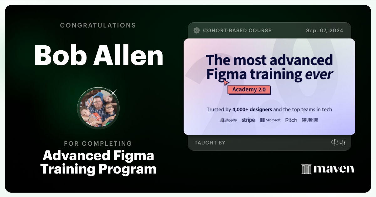 Certificate of Completion for Advanced Figma Training Program