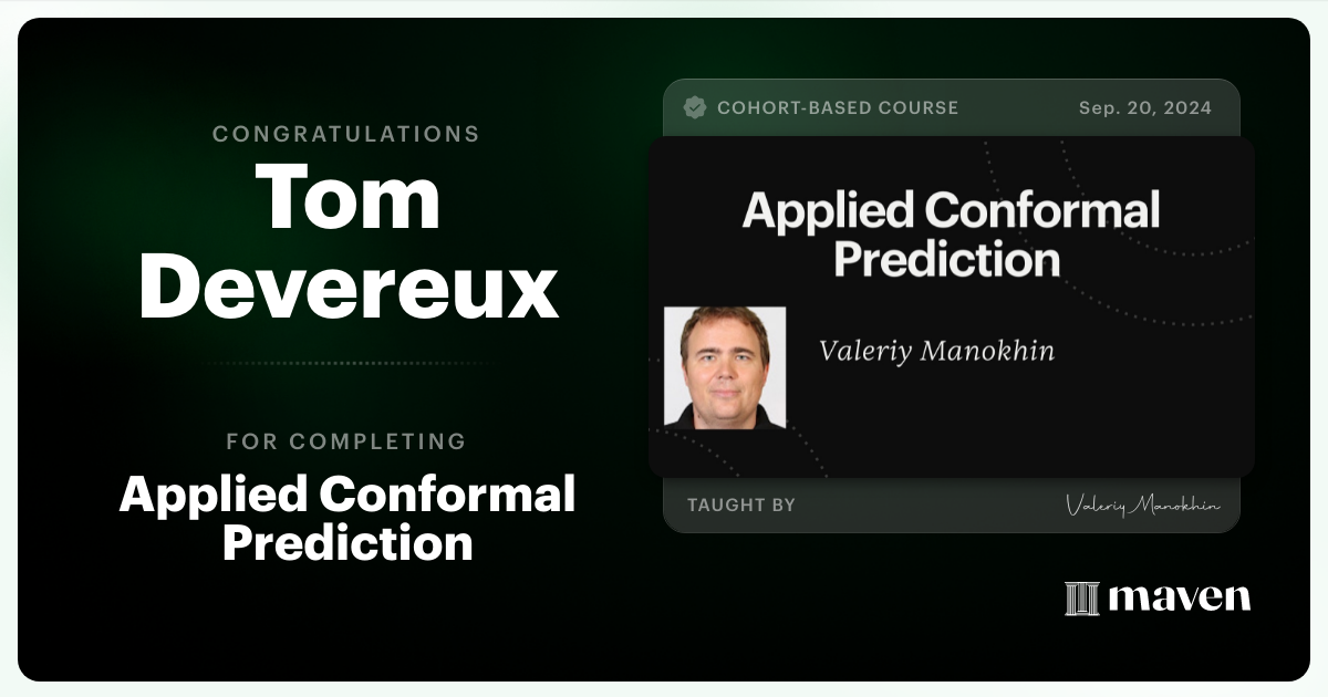 Certificate of Completion for Applied Conformal Prediction