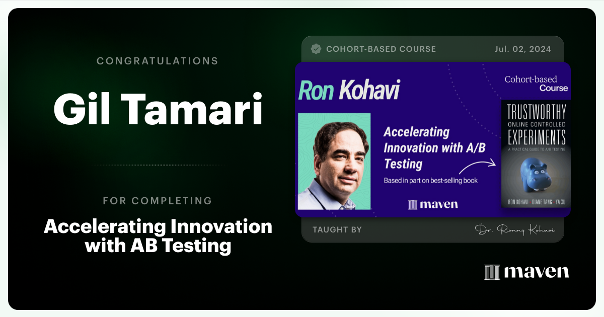 Certificate of Completion for Accelerating Innovation with A/B Testing
