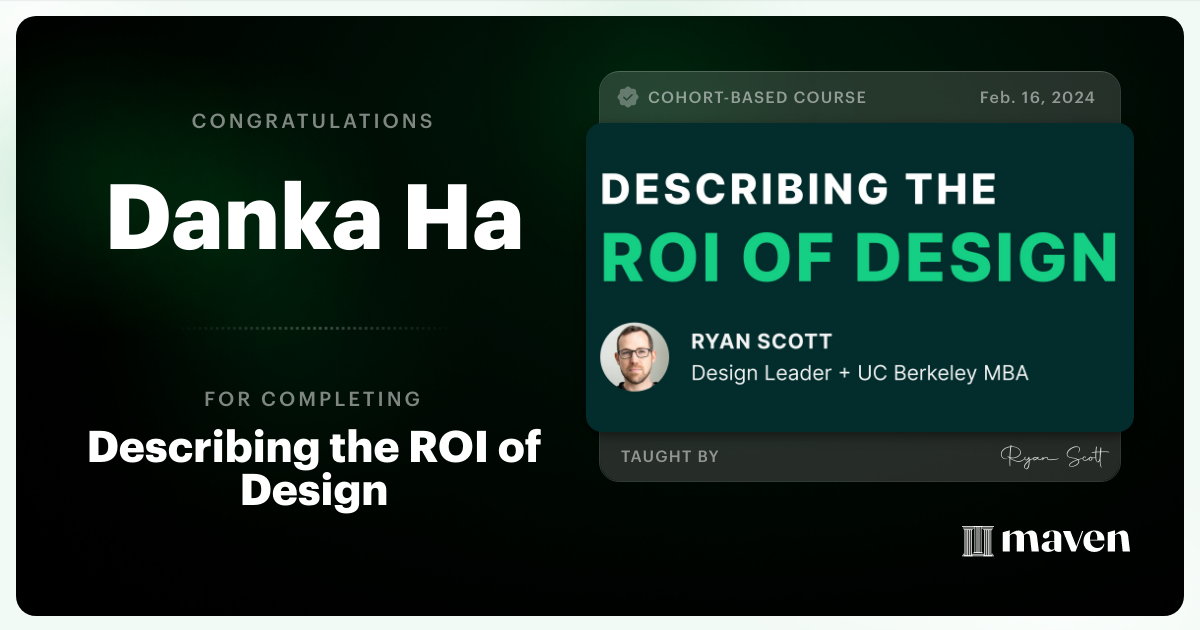 Certificate of Completion for Describing the ROI of Design