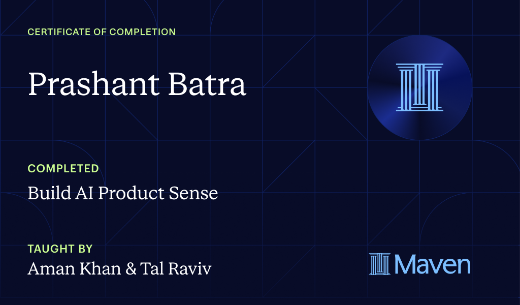 Certificate for Build AI Product Sense