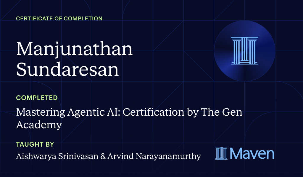 Certificate for Mastering Agentic AI: Certification by The Gen Academy