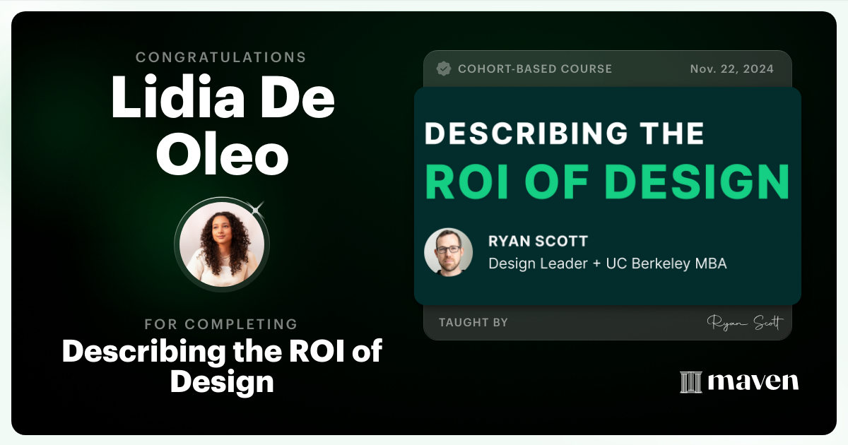 Certificate of Completion for Describing the ROI of Design