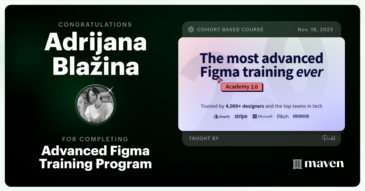 Certificate of Completion for Advanced Figma Training Program