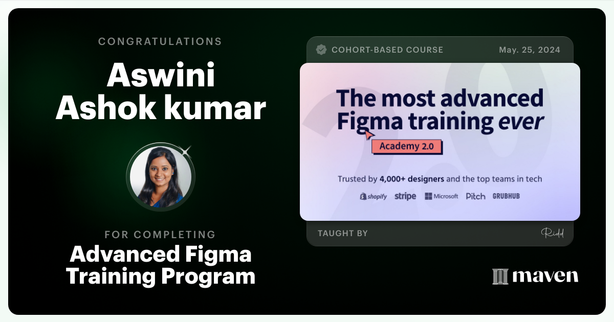 Certificate of Completion for Advanced Figma Training Program
