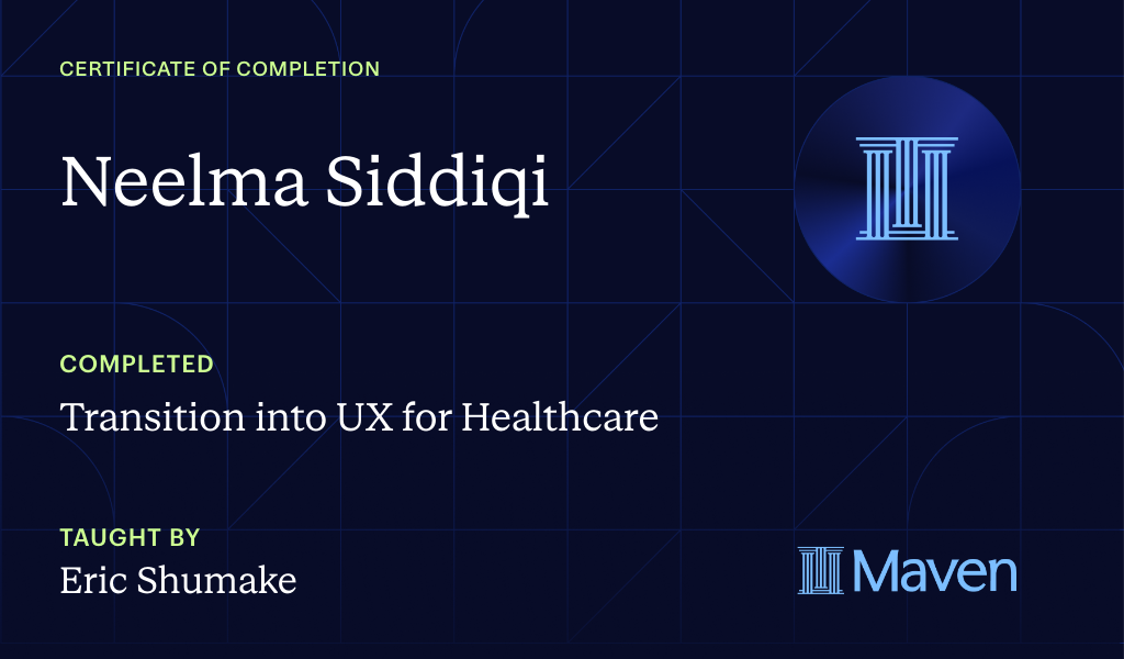 Certificate for Transition into UX for Healthcare