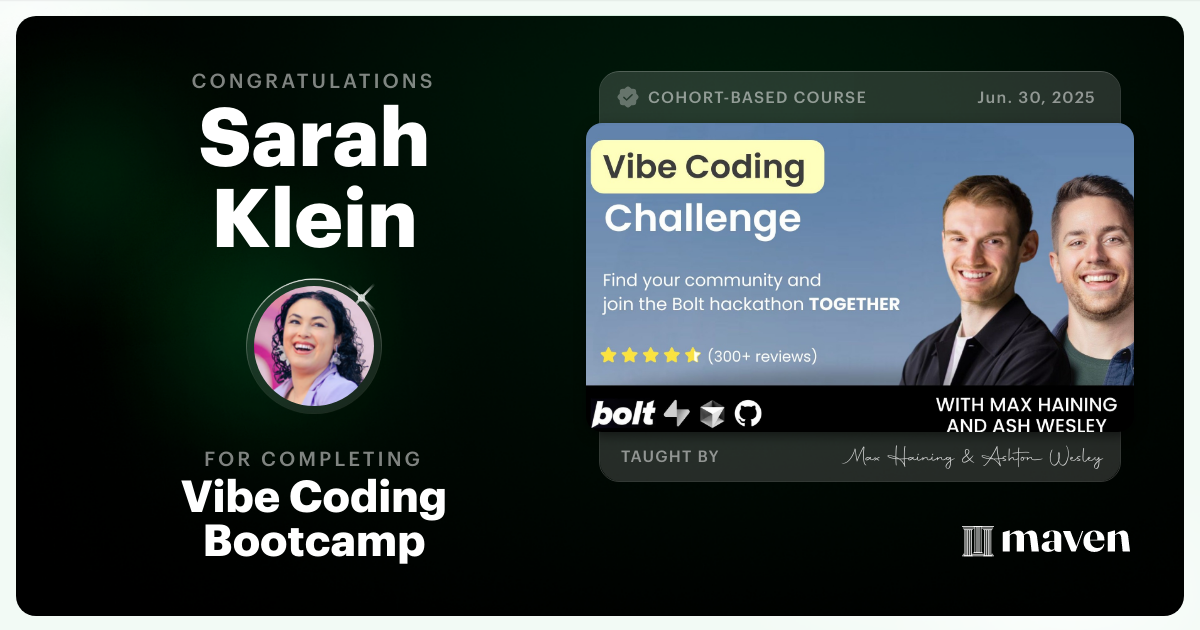 Certificate of Completion for Vibe Coding Challenge