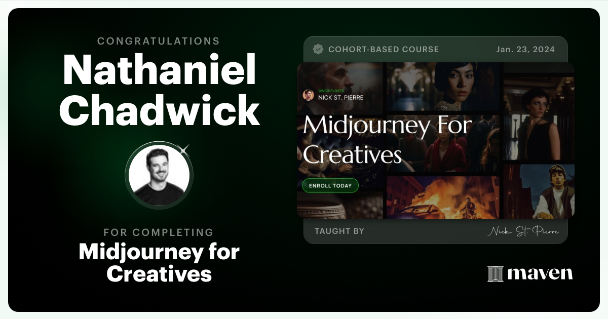 Certificate of Completion for Midjourney for Creatives