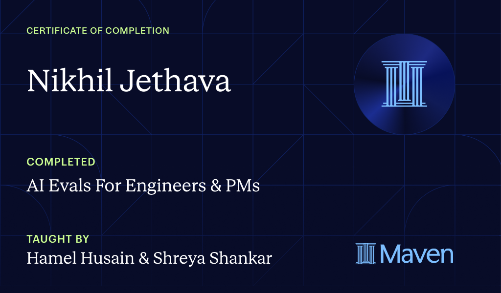 Certificate for AI Evals For Engineers & PMs