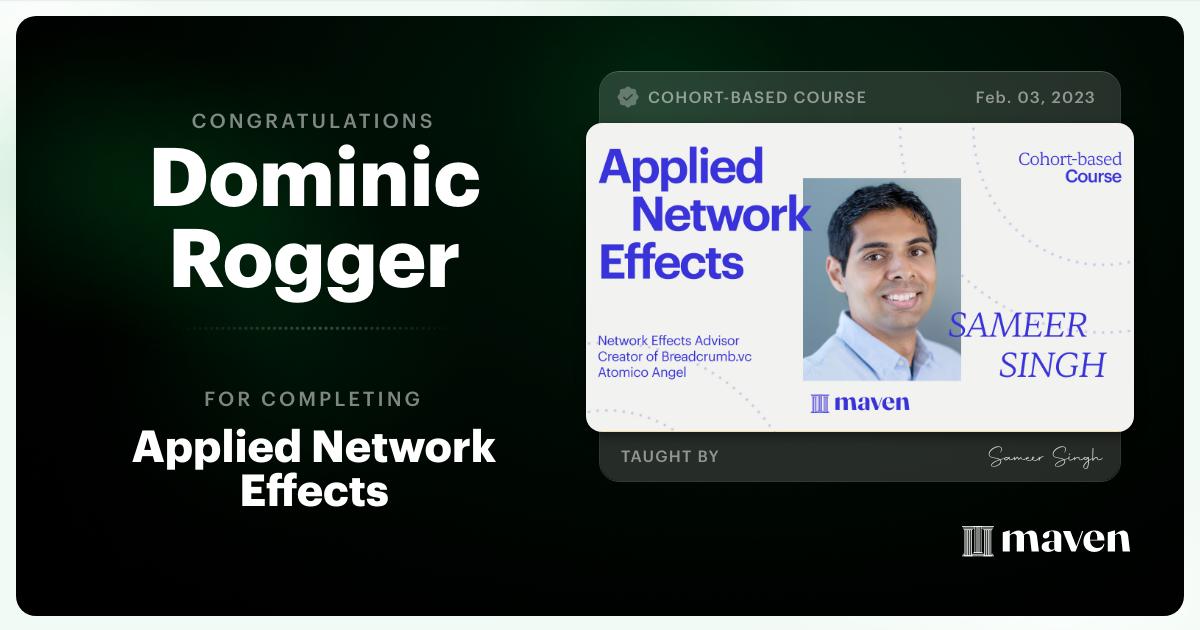 Certificate of Completion for Applied Network Effects