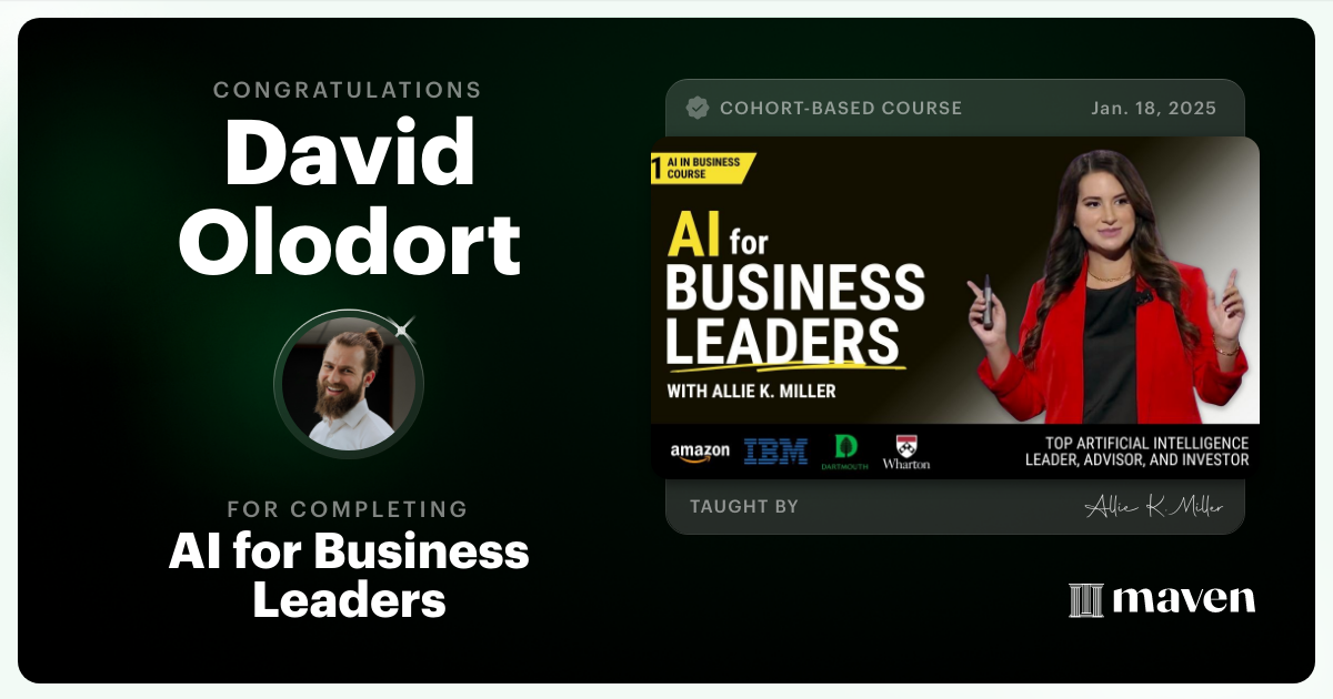 Certificate of Completion for AI for Business Leaders