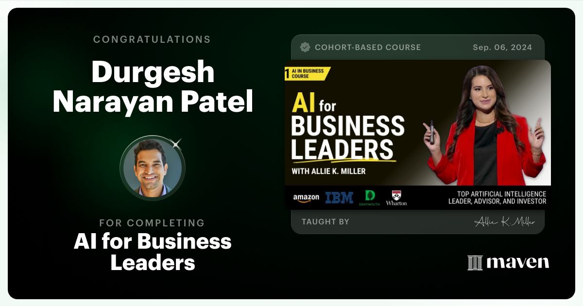 Certificate of Completion for AI for Business Leaders