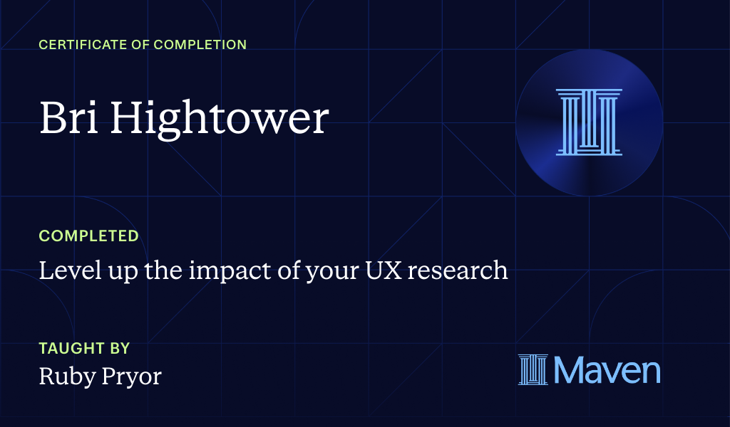 Certificate for Level up the impact of your UX research