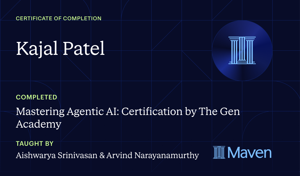 Certificate for Mastering Agentic AI: Certification by The Gen Academy