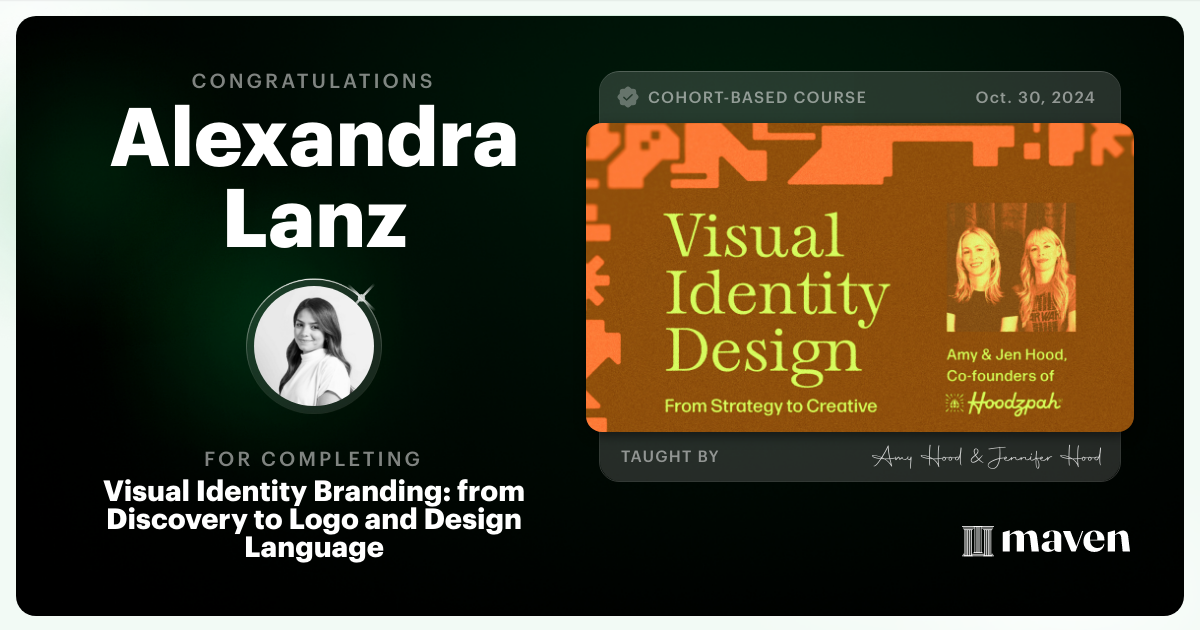 Certificate of Completion for Visual Identity Branding: from Discovery to Logo and Design Language