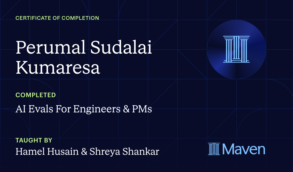 Certificate for AI Evals For Engineers & PMs