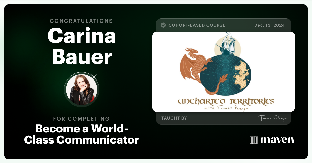 Certificate of Completion for Become a World-Class Communicator