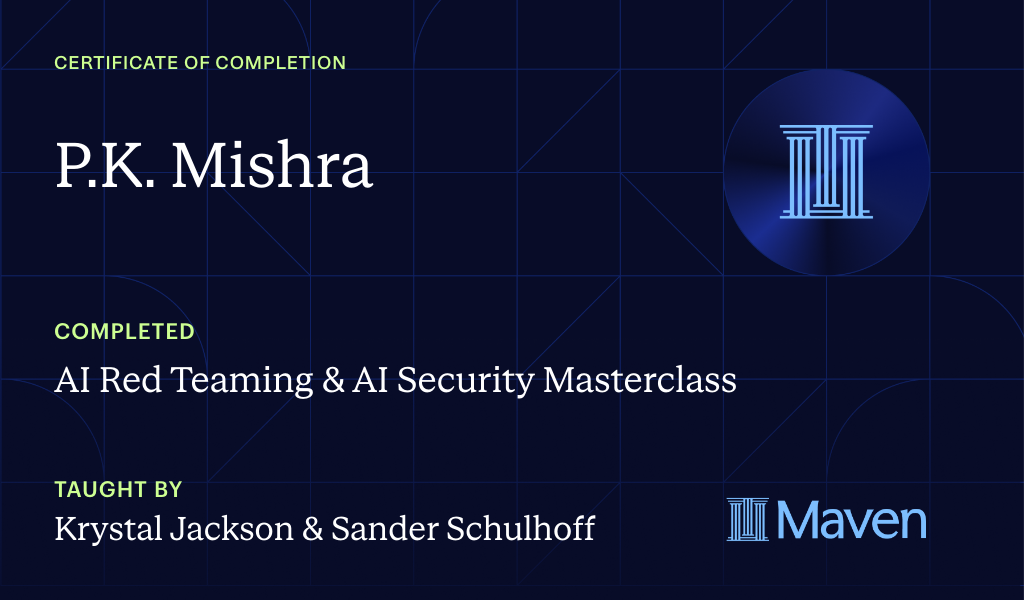 Certificate for AI Red Teaming & AI Security Masterclass