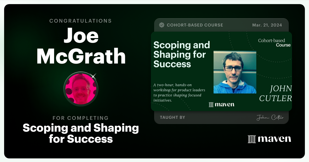 Certificate of Completion for Scoping and Shaping for Success