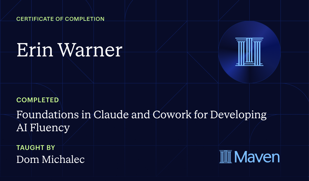 Certificate for How to Develop AI Fluency with Claude and Cowork