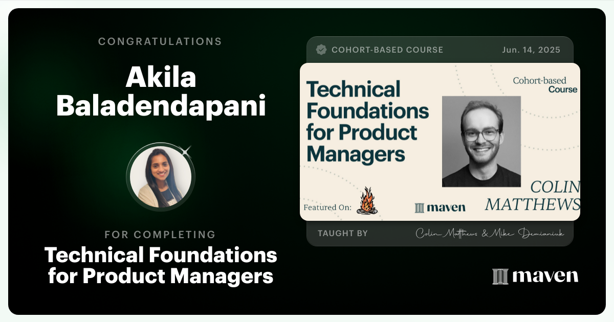 Certificate of Completion for Technical Foundations for Product Managers