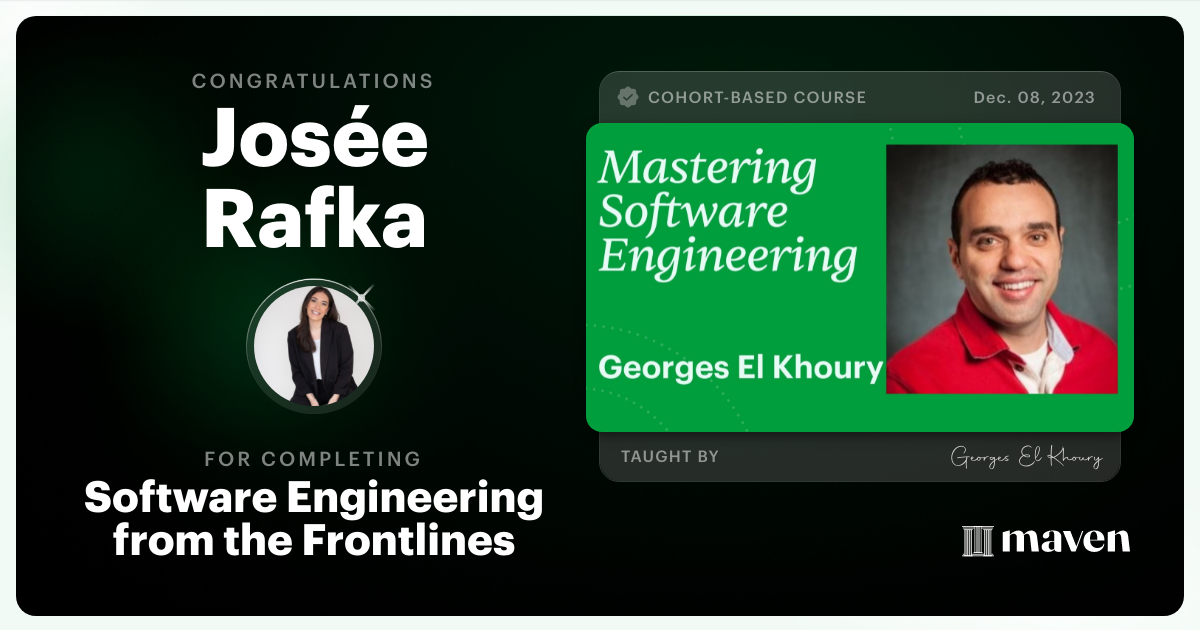Certificate of Completion for Software Engineering from the Frontlines