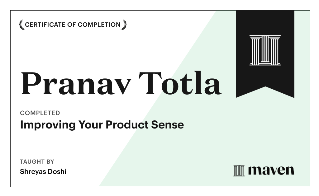 Certificate for World-class Product Sense in Practice