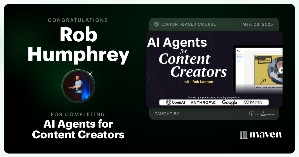 Certificate of Completion for AI Agents for Content Creators