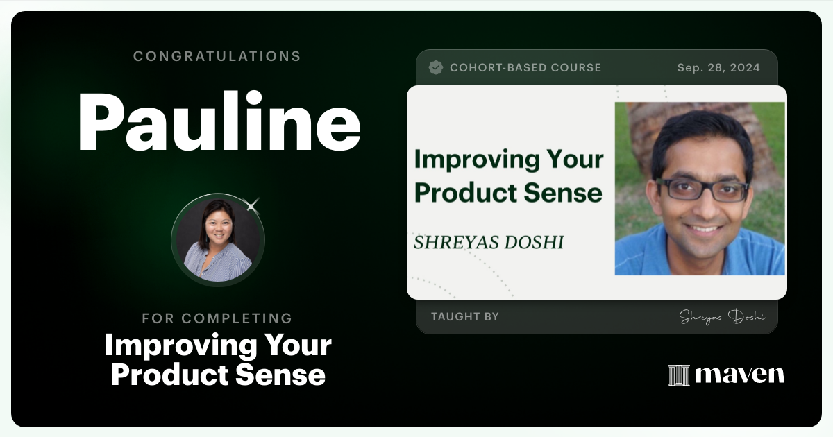 Certificate of Completion for World-class Product Sense in Practice